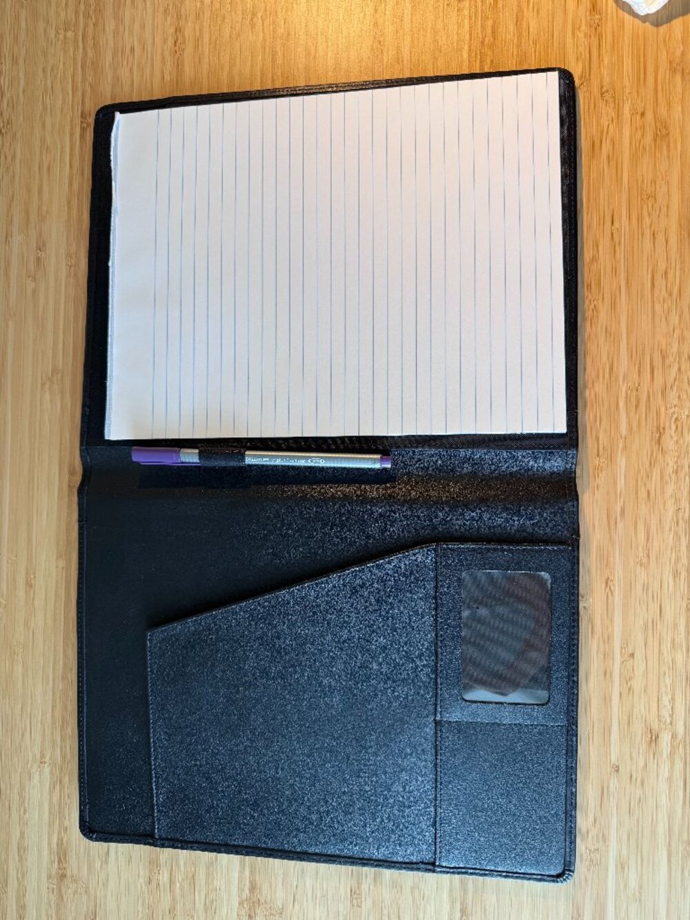 Top Grain Cowhide Leather Padfolio - Black Legal Size Business Portfolio